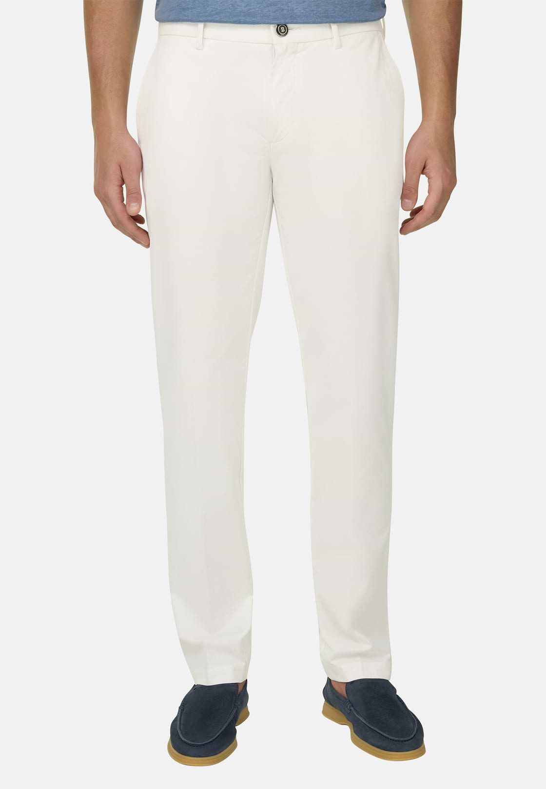 Stretch Cotton Trousers, White, hi-res, 2