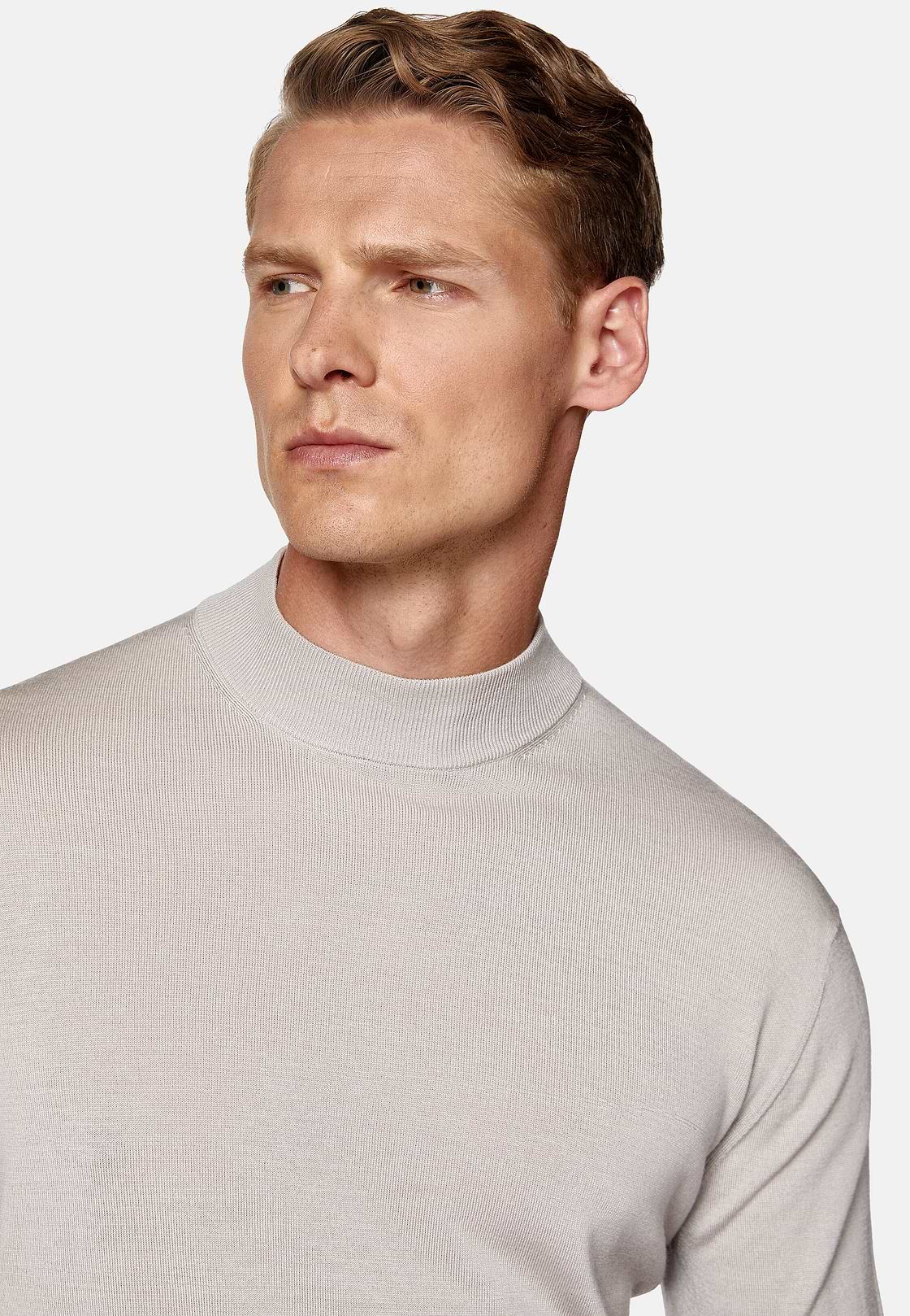Men s Charcoal Mock Polo Neck Jumper In Superfine Merino Wool Boggi Milano
