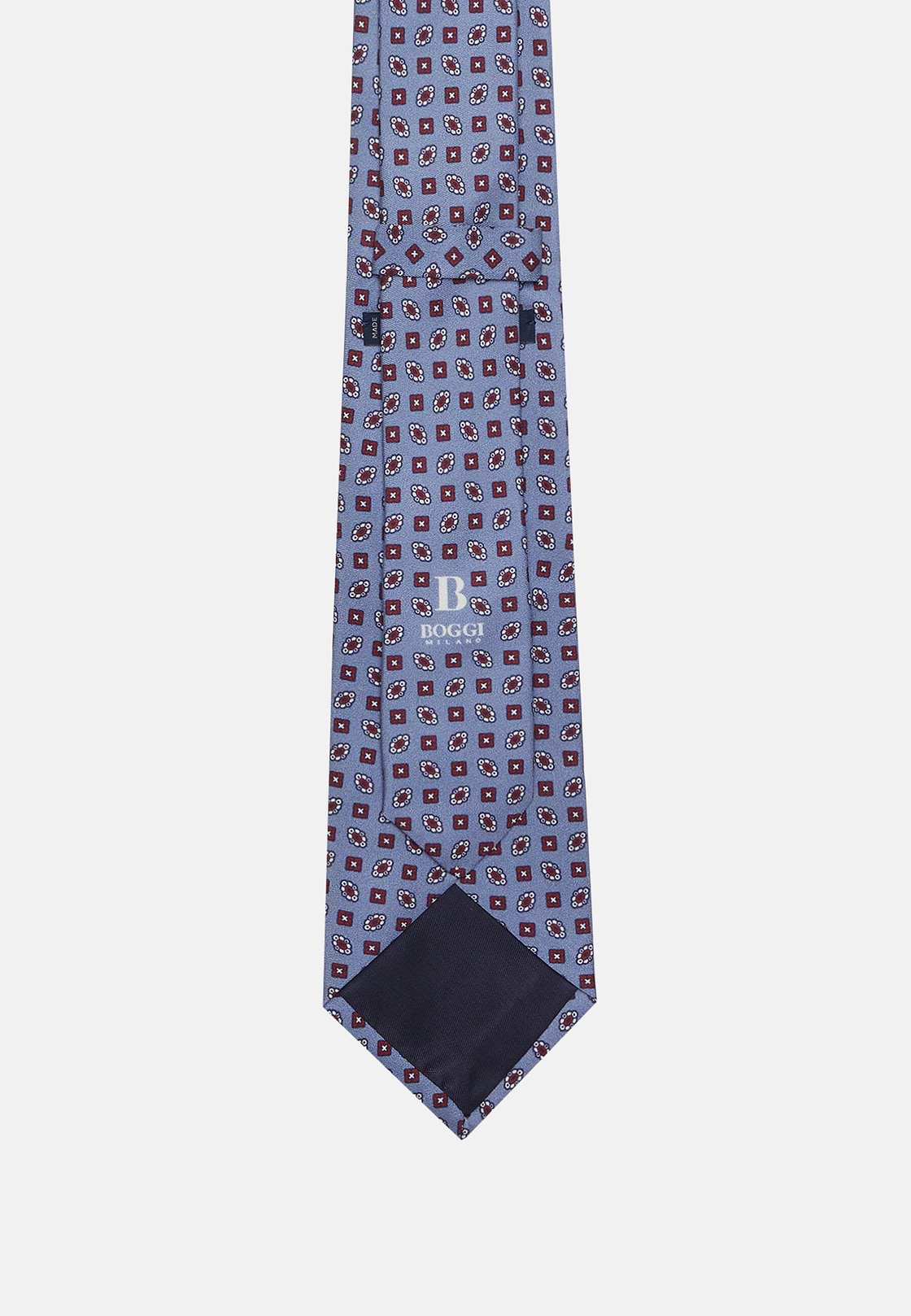 Geometric Patterned Silk Tie, Light Blue, hi-res