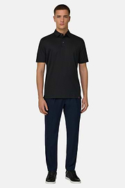 Spodnie City z elastycznej wełny seersucker, Navy blue, thumb, 2