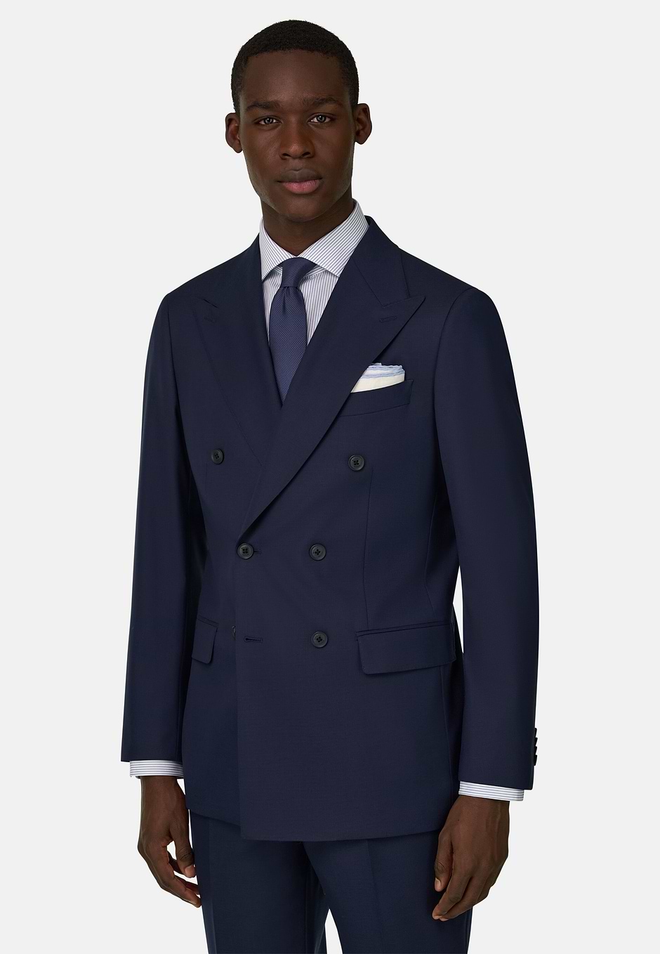 Wool Blend Double Breasted Suit, Navy blue, hi-res