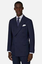 Wool Blend Double Breasted Suit, Navy blue, thumb, 1
