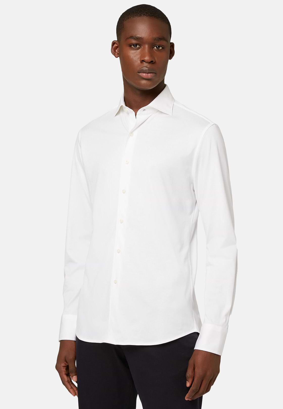 Chemise Polo En Jersey De Coton Coupe Slim, blanc, hi-res