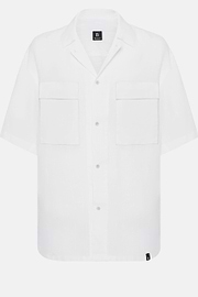 White Linen Camp Overshirt, White, hi-res