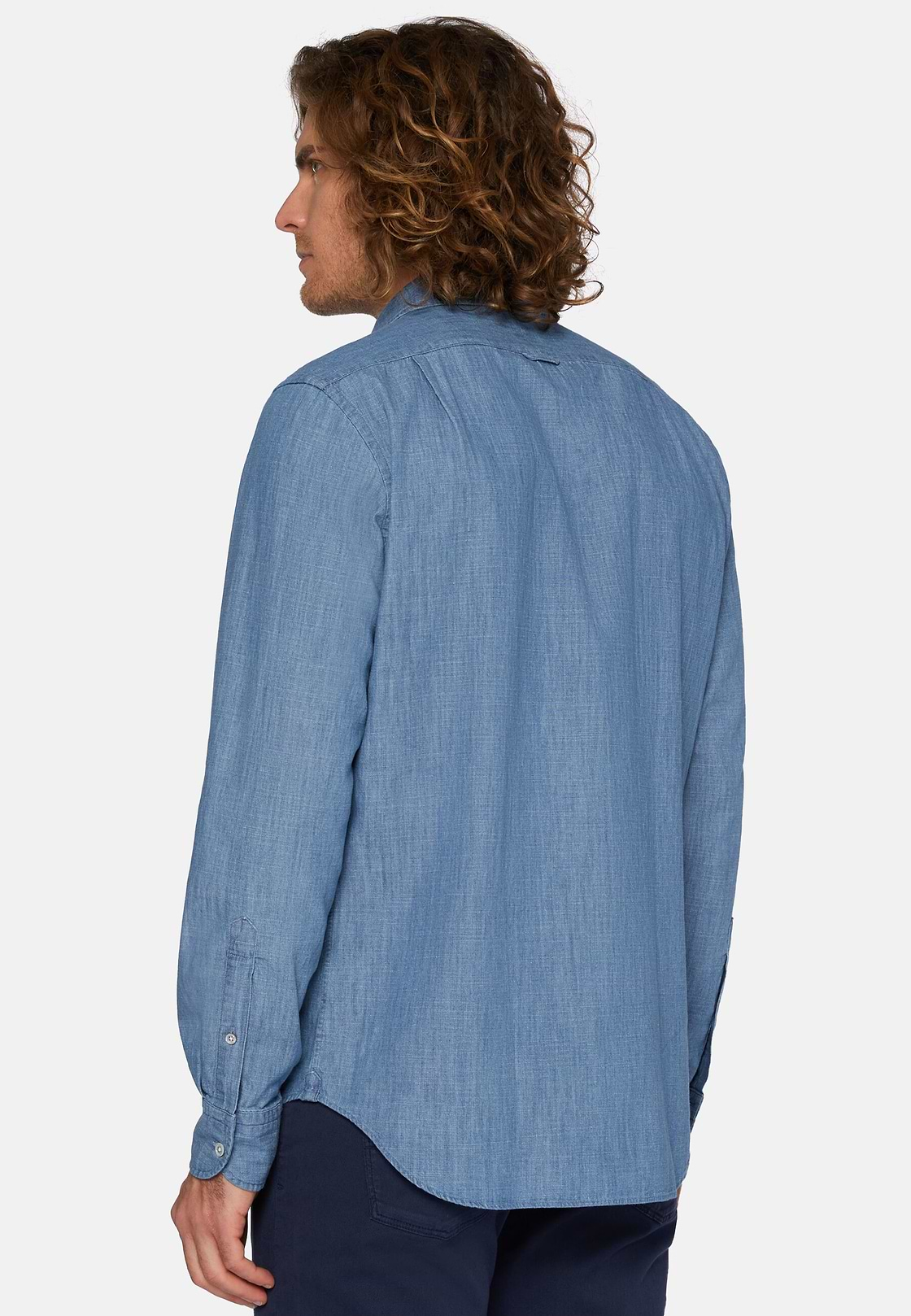 Regular Fit Cotton Denim Shirt, Indigo, hi-res