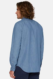 Regular Fit Cotton Denim Shirt, Indigo, hi-res