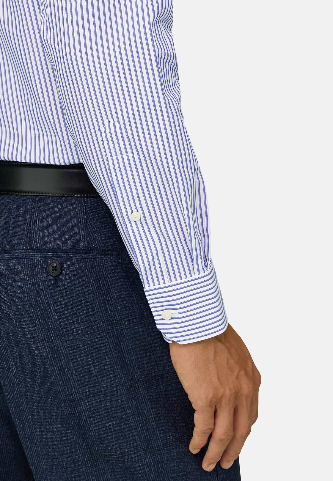 Shirt Striped Cotton Slim Fit, Light Blue, hi-res, 4