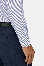 Shirt Striped Cotton Slim Fit, Light Blue, thumb, 4