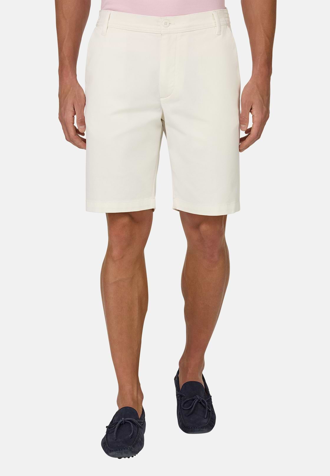 Bermuda En Coton Extensible, Blanc, hi-res