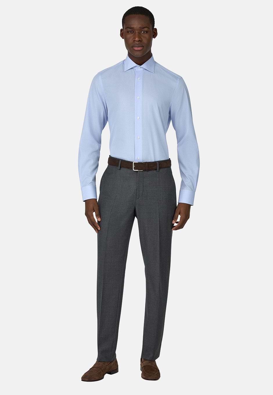 Karohemd Aus Baumwolle Slim Fit, Hellblau, hi-res