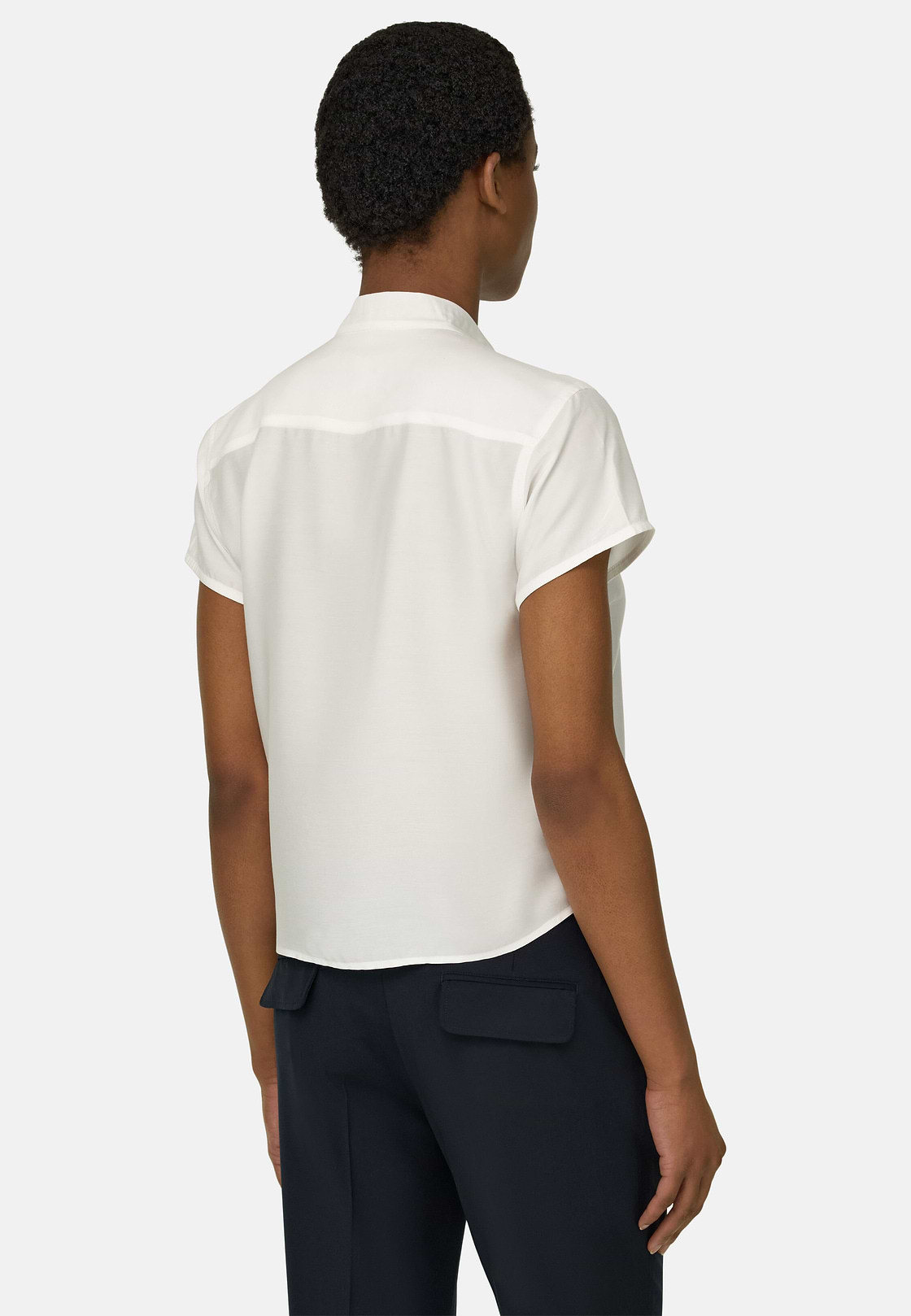 Regular Fit Viscose Silk Blend Shirt, Cream, hi-res, 3