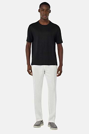 T-Shirt in Stretch Linen Jersey, Black, hi-res