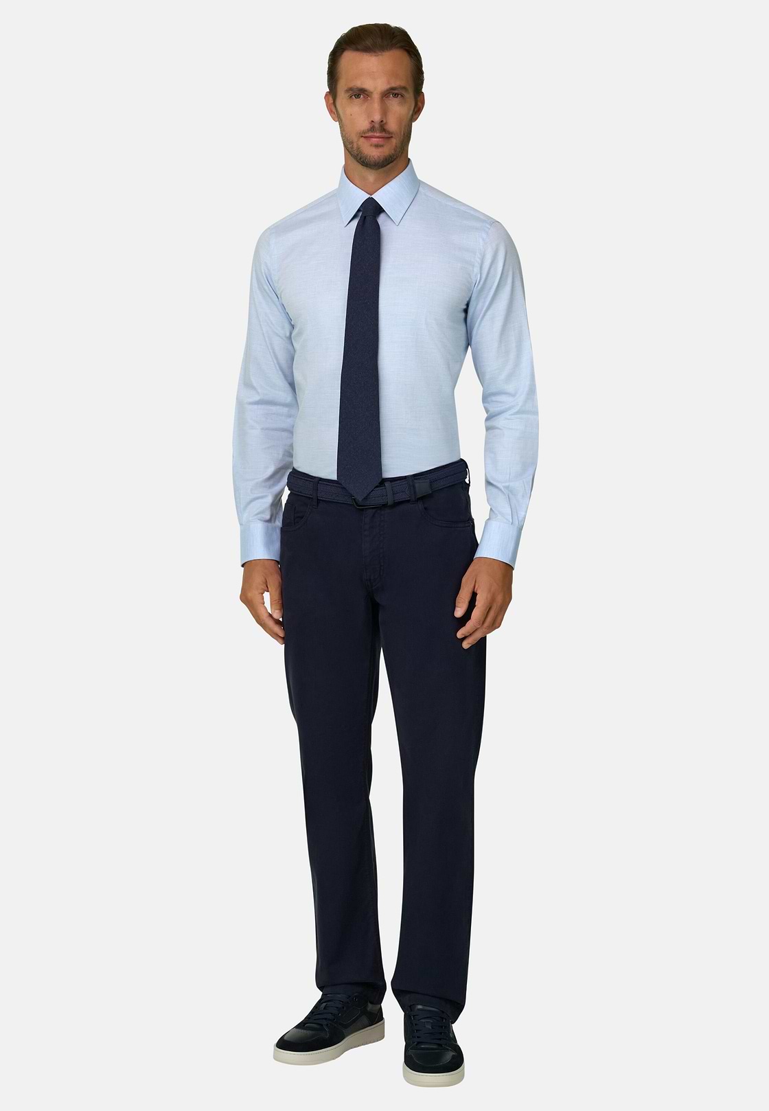 Shirt in Cotton Twill Regular Fit, Light Blue, hi-res, 2