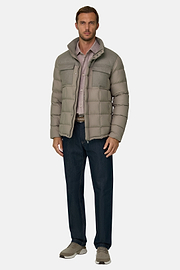 Bomber Flyn in Flannel and Technical Fabric Down, Sand, thumb, 2