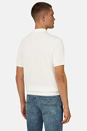 Polo Di Maglia In Cotone Seta, Bianco, thumb, 3