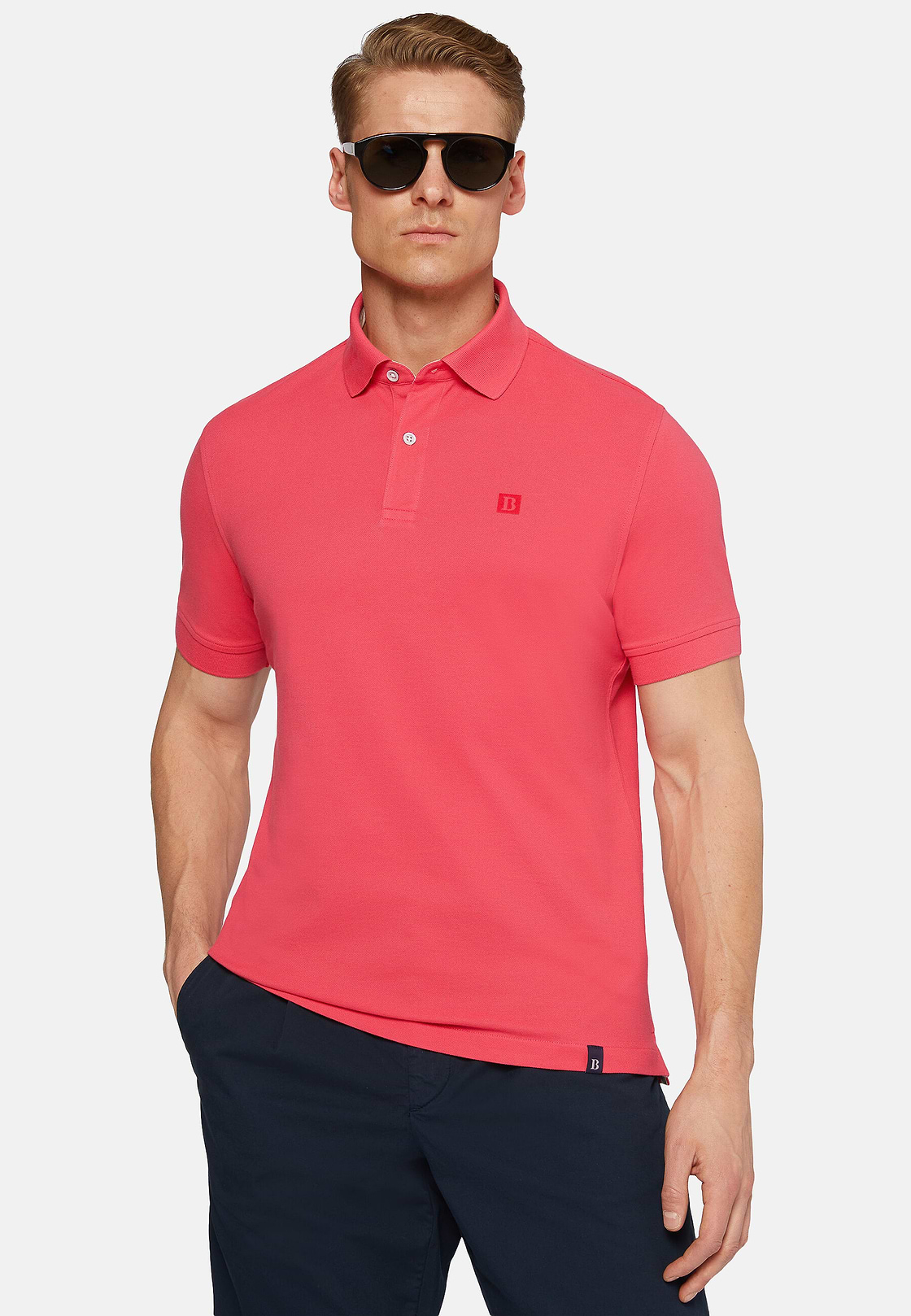 Cotton Piqué Polo Shirt, Fuchsia, hi-res