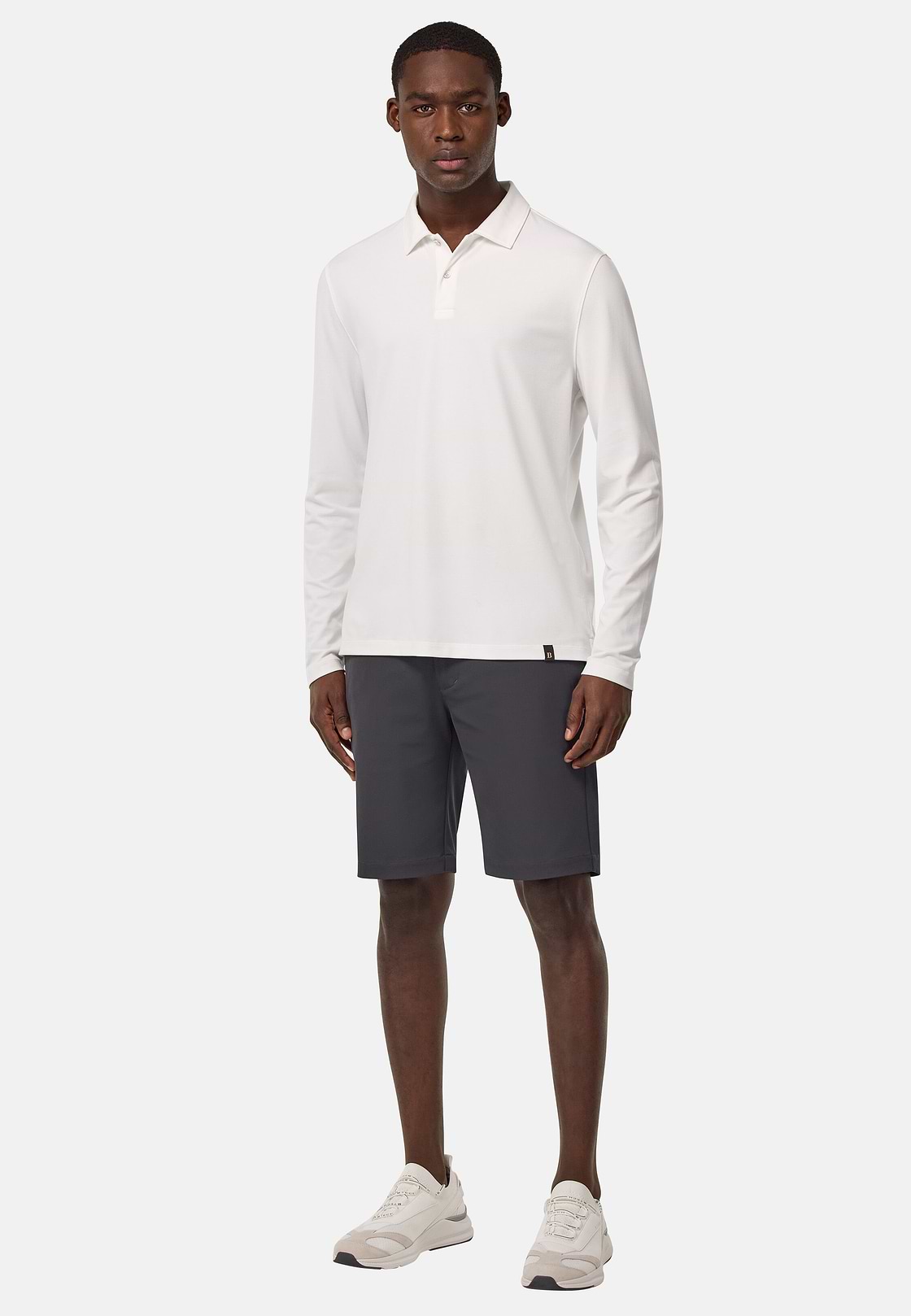B Tech Stretch Nylon Bermuda Shorts, Dark Grey, hi-res