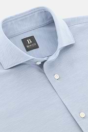 Polo Camicia In Pique, Azzurro, thumb, 5