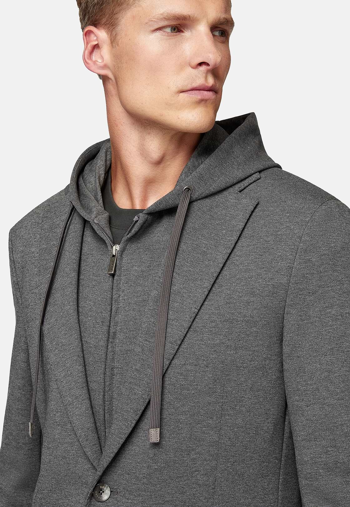 Madison Charcoal Cotton Blend Sweatshirt Jacket, Charcoal, hi-res