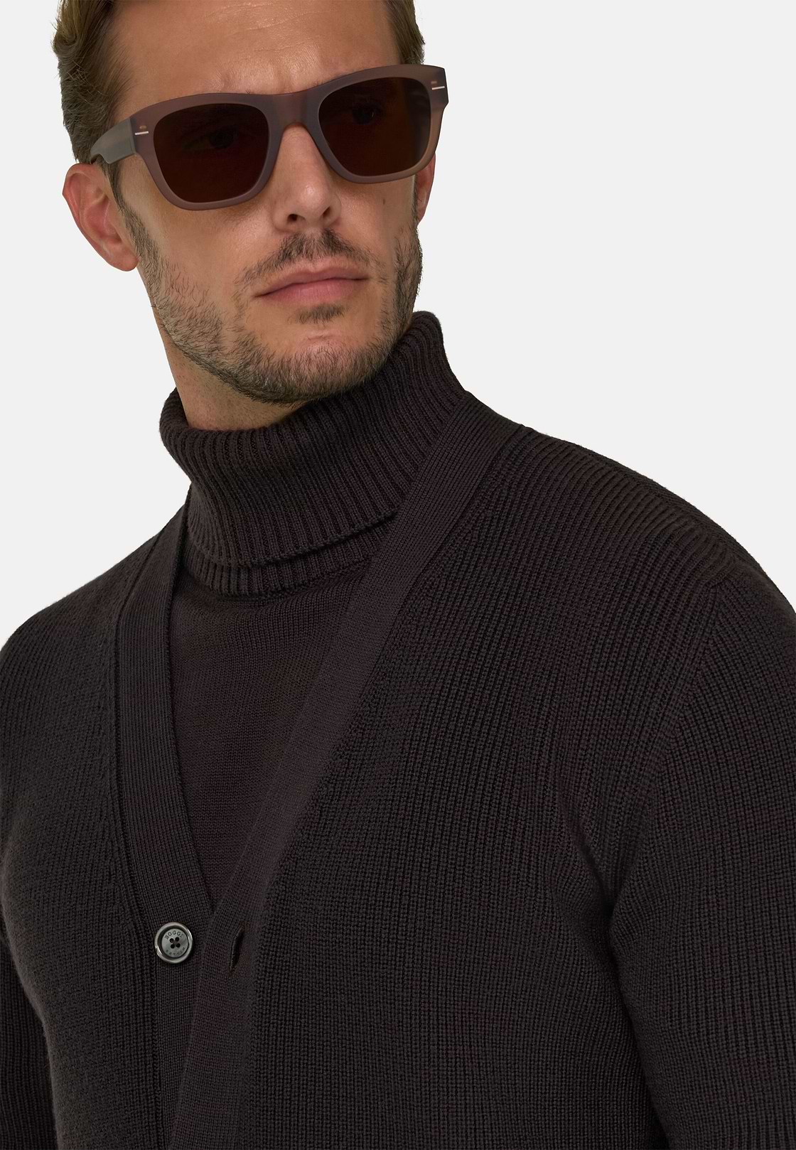 Vest in Extrafijne Merinowol, Brown, hi-res, 3