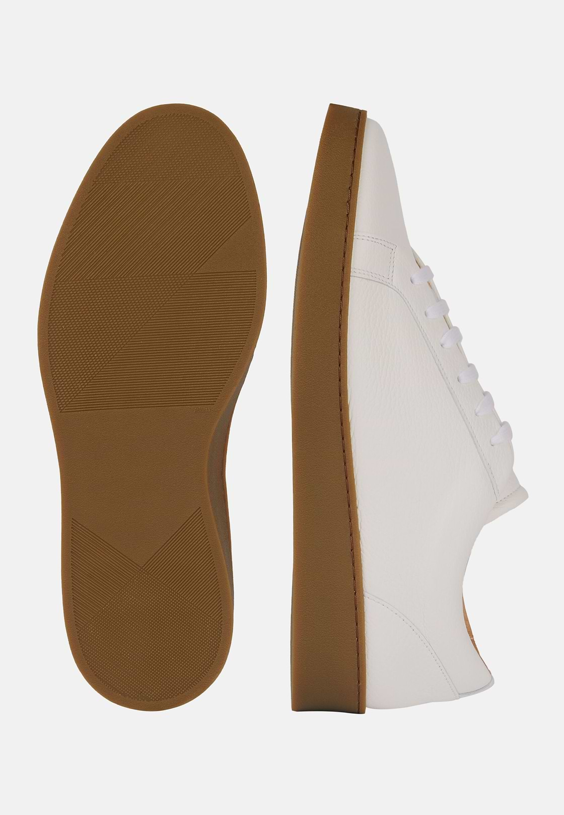 White Tumbled Leather Trainers, White, hi-res