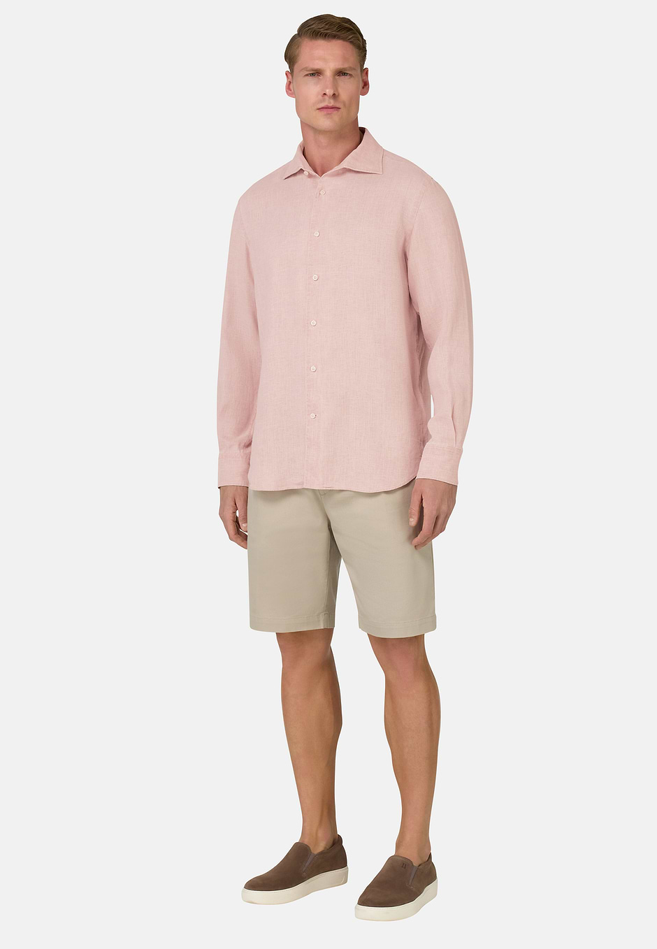 Regular Fit Linen Shirt, Pink, hi-res
