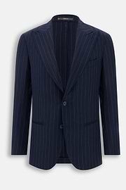 Suit Pinstripe Wool, Navy blue, thumb, 7