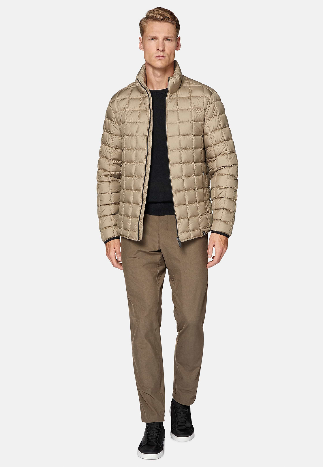 Bomber Jacket In Technical Fabric With Goose Down, Beige, hi-res