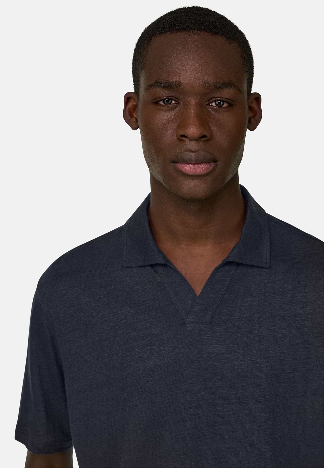 Polo En Jersey De Lin Extensible, Bleu marine, hi-res, 4