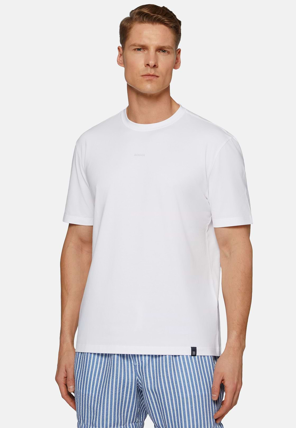 T-shirt En Coton Supima Extensible, Blanc, hi-res