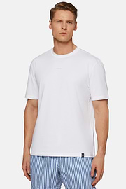 T-shirt En Coton Supima Extensible, Blanc, hi-res