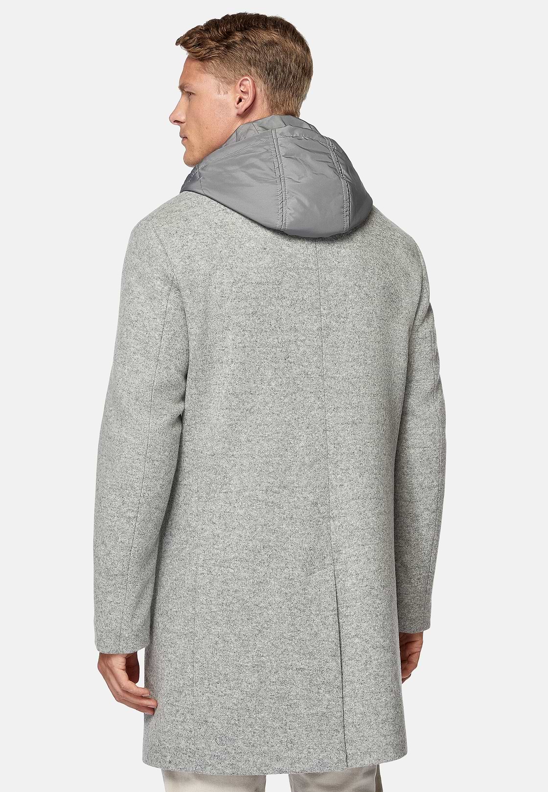 Manteau En Jersey De Laine Avec Plastron, Gris, hi-res