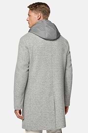 Manteau En Jersey De Laine Avec Plastron, Gris, hi-res