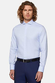 Dobby Napoli Collar Shirt Slim Fit, Light Blue, hi-res