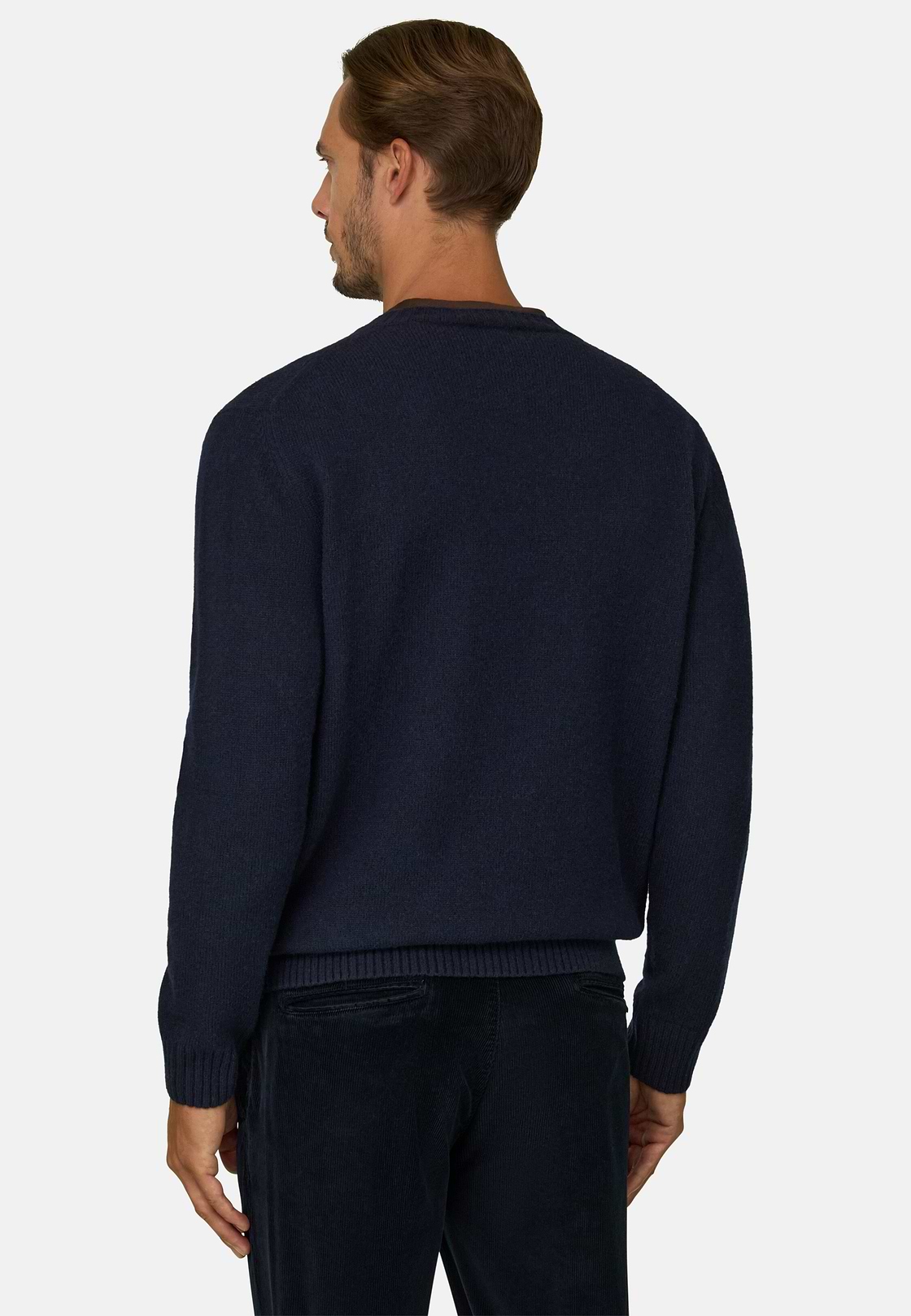 Crew Neck Jumper in Wool Blend, Navy blue, hi-res, 4