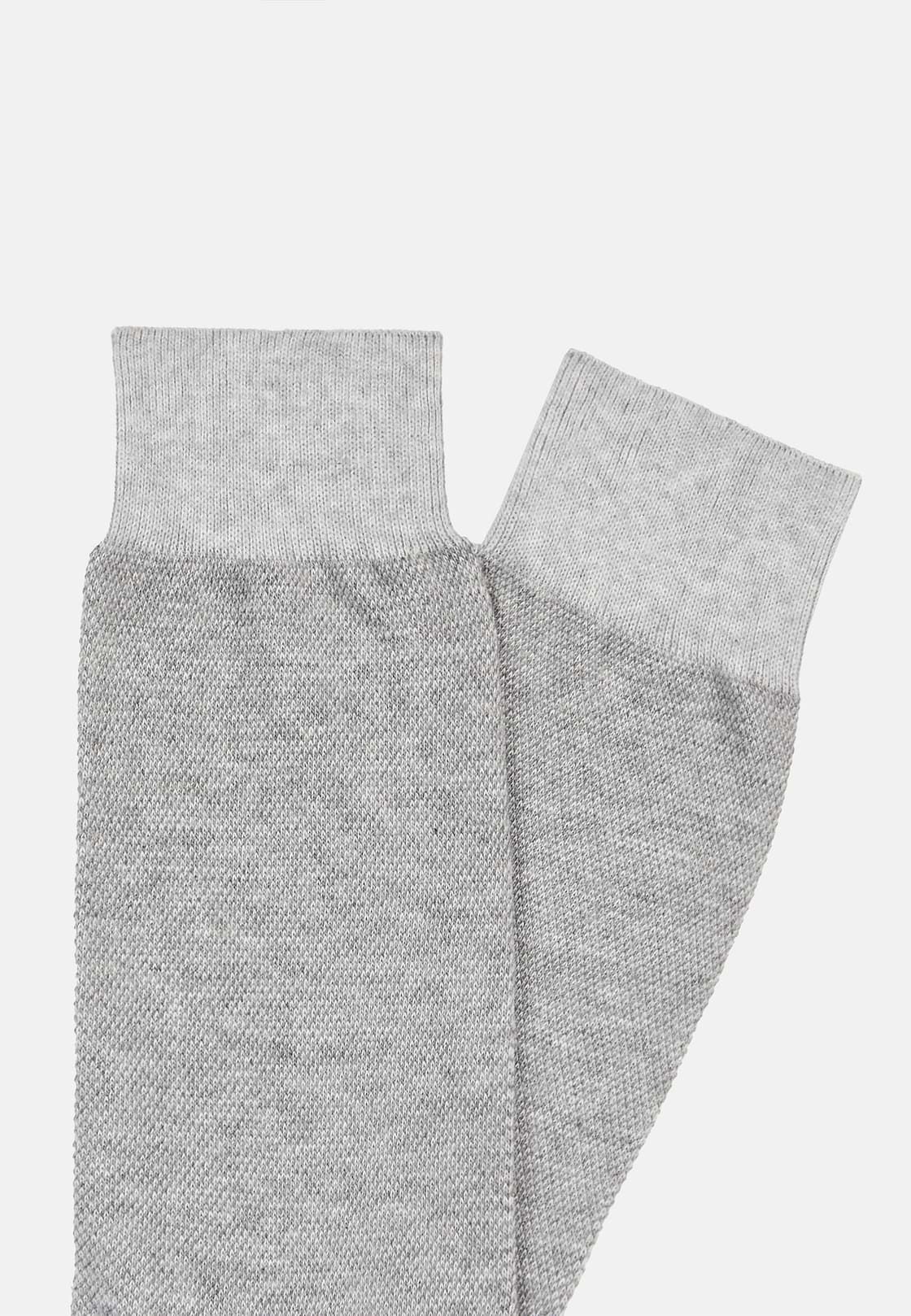 Chaussettes Motif Oxford En Coton Bio, Gris, hi-res