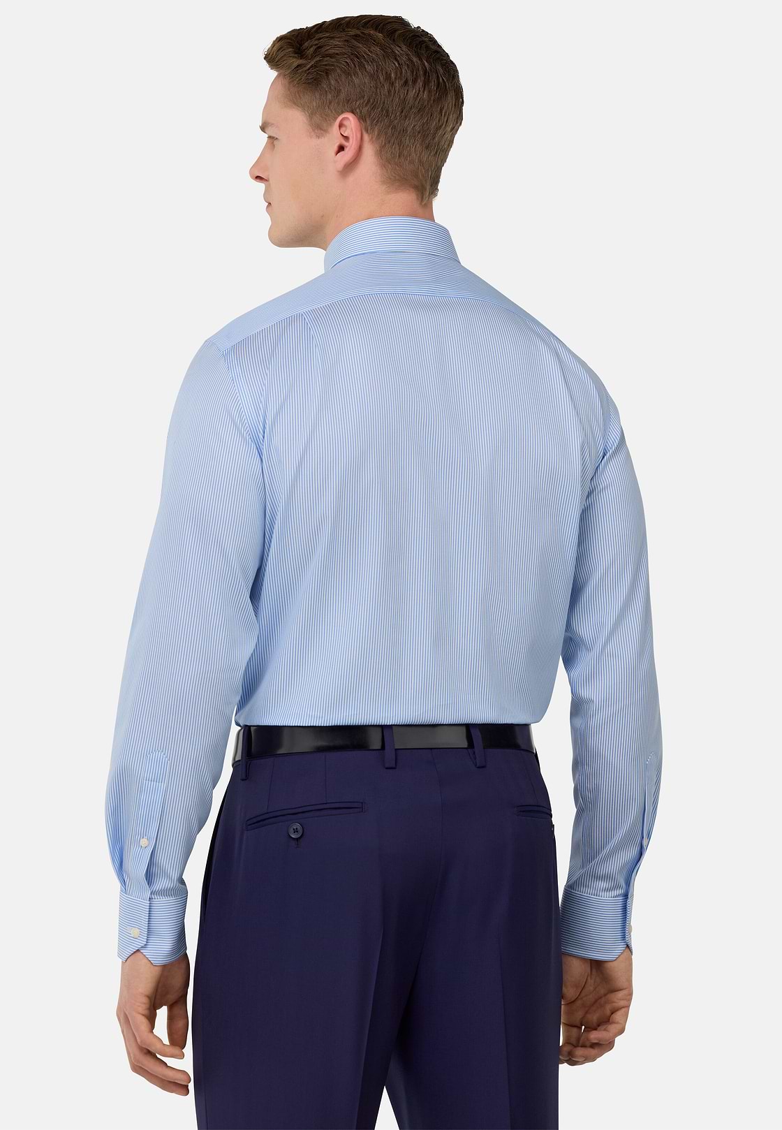 Chemise À Rayures En Coton Regular Fit, Bleu clair, hi-res