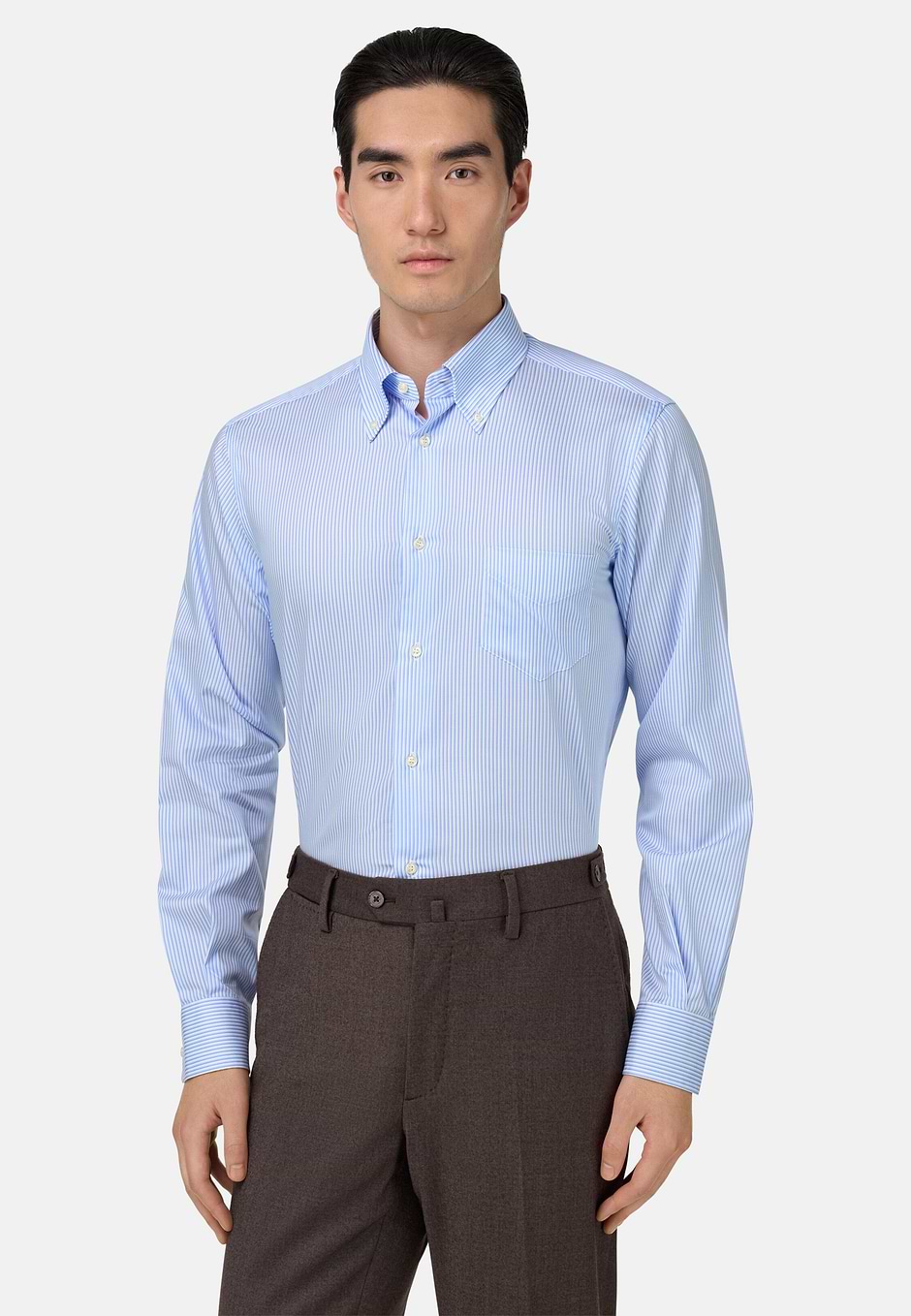 Regular Fit Striped Cotton Shirt, Light Blue, hi-res