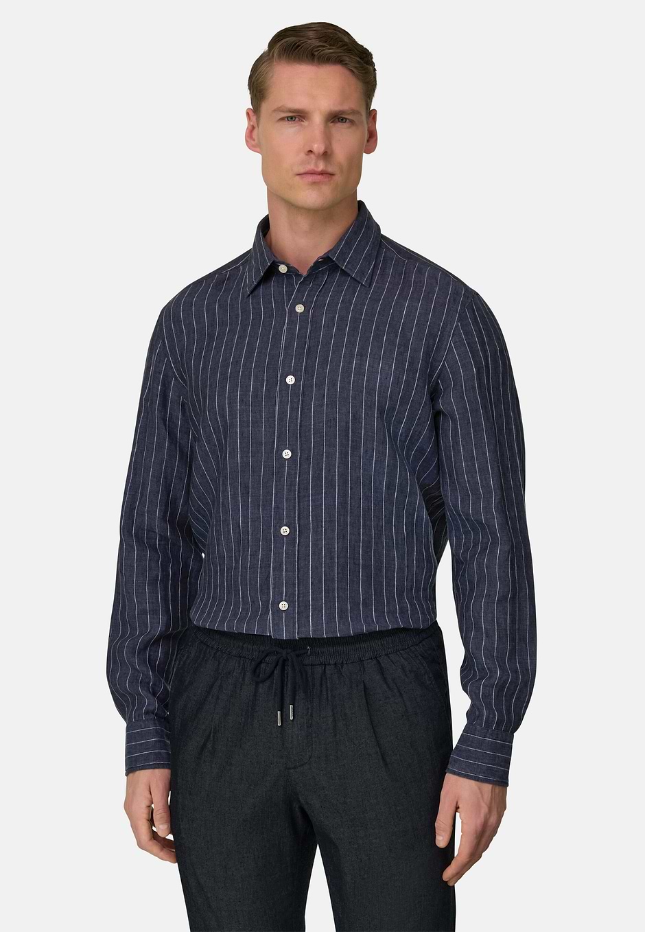 Hemd Aus Leinen Regular Fit, Navy blau, hi-res