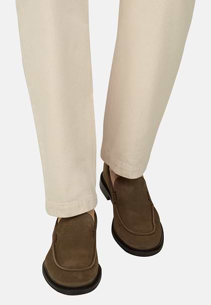 Mocassini In Pelle Scamosciata, Taupe, hi-res