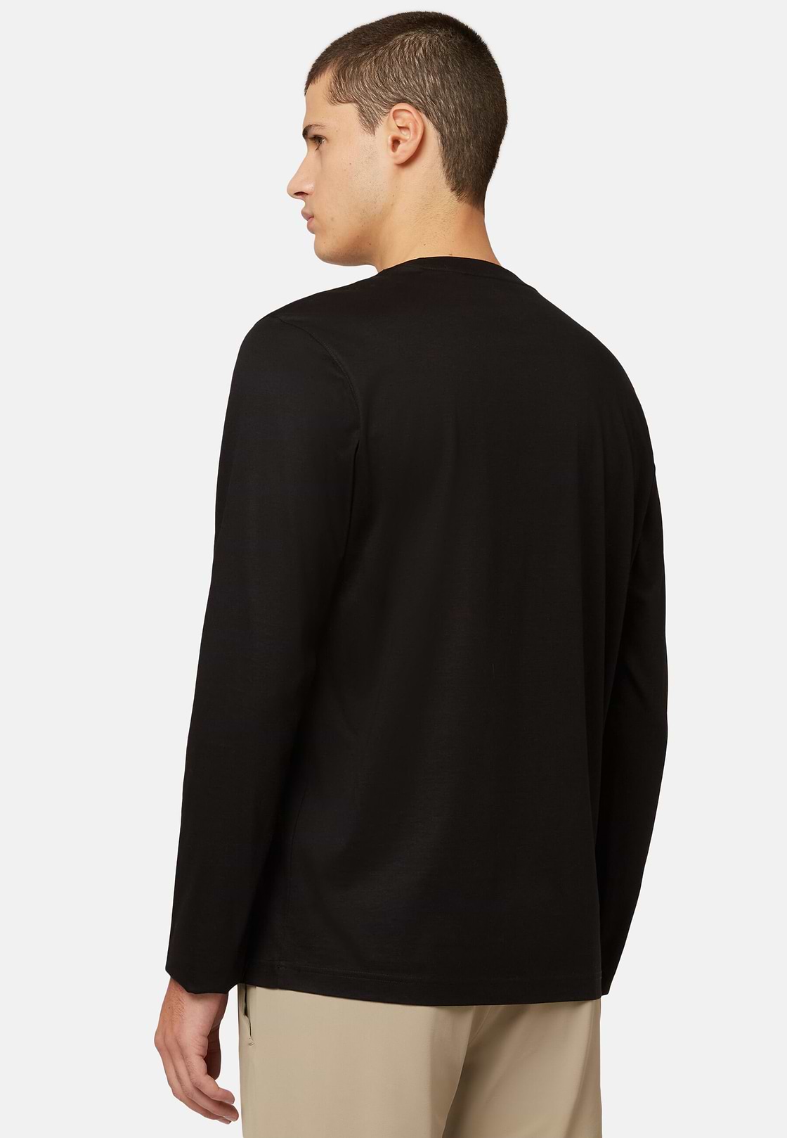 Long-sleeved Pima Cotton Jersey T-shirt, Black, hi-res