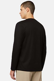 Long-sleeved Pima Cotton Jersey T-shirt, Black, hi-res