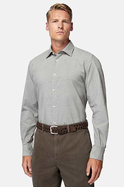 Camicia In Velluto Di Cotone Regular Fit, Grigio, hi-res