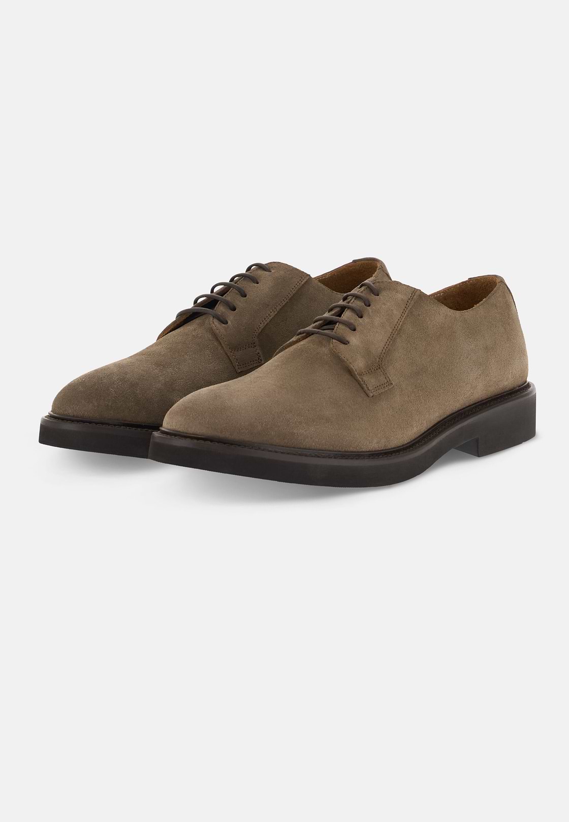 Derby Shoes in Suede Leather, Taupe, hi-res, 3