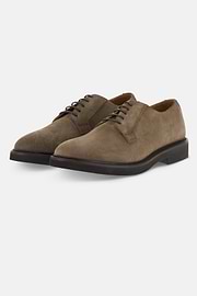 Derby Shoes in Suede Leather, Taupe, thumb, 3