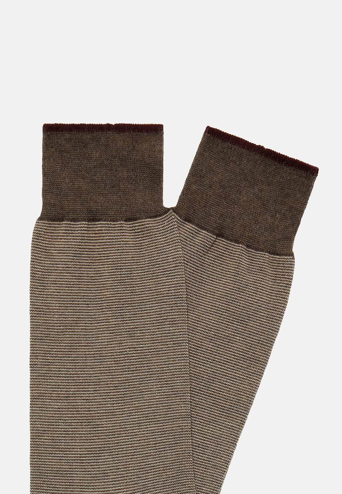 Micro Striped Socks in Organic Cotton, Brown, hi-res