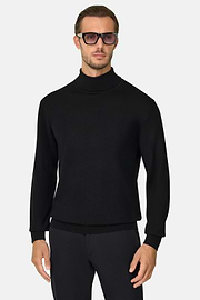 Turtleneck Jumper in Merino Wool, Black, thumb, 1