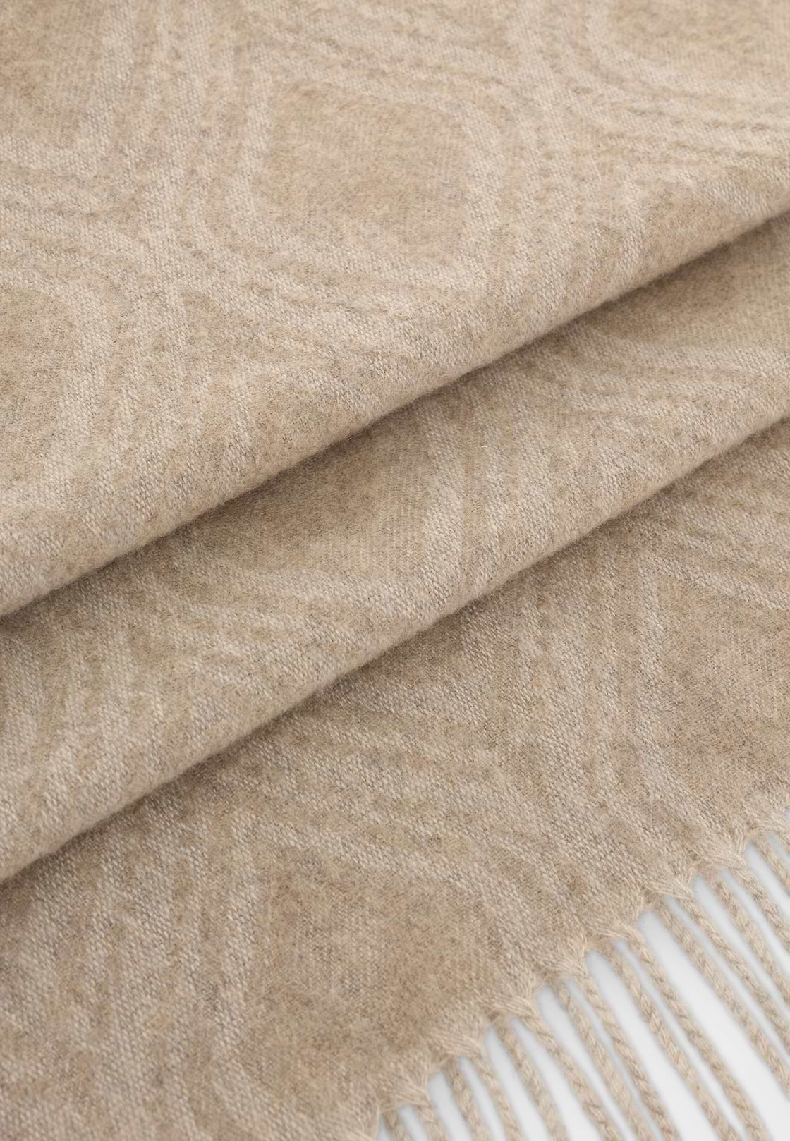 Sjaal Geometrisch Motief Gemengd Cashmere, Sand, hi-res, 3