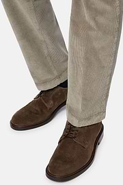 Suede Leather Derby Style Shoes, Brown, hi-res