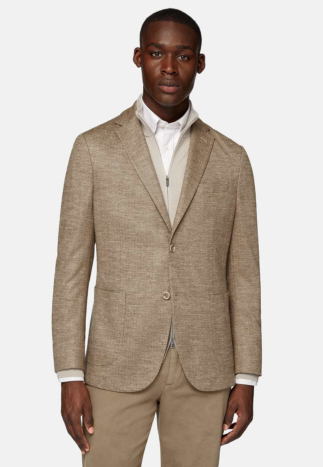 Dove Grey B-Jersey Wool Blend Jacket, Taupe, hi-res